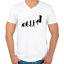 PRINTFASHION Hiking Evolution - Férfi V-nyakú póló - Fehér férfi póló