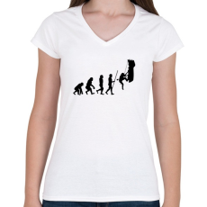 PRINTFASHION Hiking Evolution - Női V-nyakú póló - Fehér