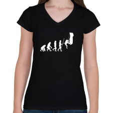 PRINTFASHION Hiking Evolution - Női V-nyakú póló - Fekete női póló