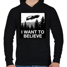 PRINTFASHION Hinni akarok - Vissza a jövőbe - Férfi kapucnis pulóver - Fekete férfi pulóver, kardigán