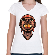 PRINTFASHION Hip Hop face - Női V-nyakú póló - Fehér