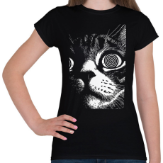 PRINTFASHION Hipnotizált macska - Női póló - Fekete