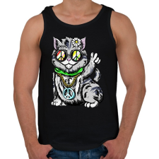 PRINTFASHION Hippi macska - Férfi atléta - Fekete atléta, trikó
