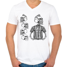 PRINTFASHION Hipster 03 - Férfi V-nyakú póló - Fehér