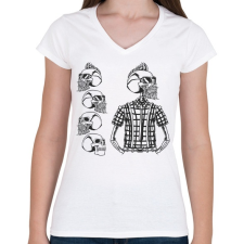 PRINTFASHION Hipster 03 - Női V-nyakú póló - Fehér női póló