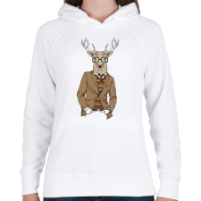 PRINTFASHION Hipster Deer - Női kapucnis pulóver - Fehér női pulóver, kardigán