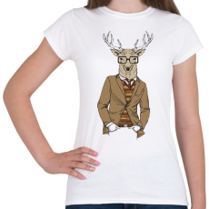 PRINTFASHION Hipster Deer - Női póló - Fehér