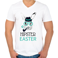 PRINTFASHION Hipster Easter - Férfi V-nyakú póló - Fehér