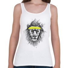 PRINTFASHION Hipster lion - Női atléta - Fehér női trikó