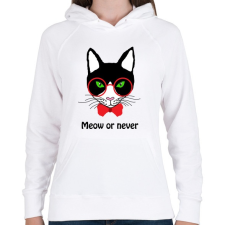 PRINTFASHION Hipster macska  - Női kapucnis pulóver - Fehér női pulóver, kardigán