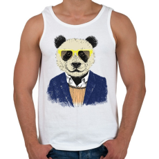 PRINTFASHION Hipster Panda - Férfi atléta - Fehér