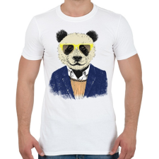 PRINTFASHION Hipster Panda - Férfi póló - Fehér férfi póló
