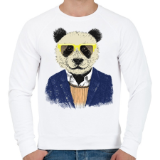 PRINTFASHION Hipster Panda - Férfi pulóver - Fehér férfi pulóver, kardigán