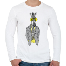 PRINTFASHION Hipster Zebra - Férfi hosszú ujjú póló - Fehér