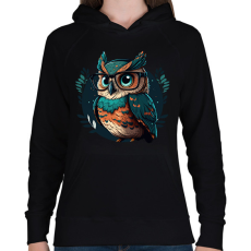 PRINTFASHION Hipszter Bagoly - Női kapucnis pulóver - Fekete
