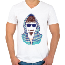 PRINTFASHION Hipszter - Férfi V-nyakú póló - Fehér férfi póló