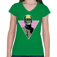 PRINTFASHION Hipszter gyár - Női V-nyakú póló - Zöld női póló