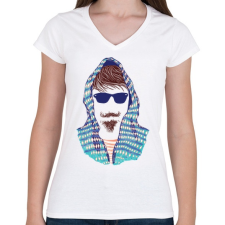 PRINTFASHION Hipszter - Női V-nyakú póló - Fehér női póló