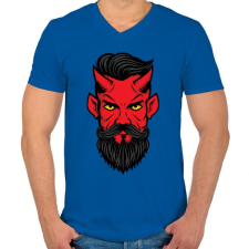 PRINTFASHION Hipszter sátán - Férfi V-nyakú póló - Királykék férfi póló