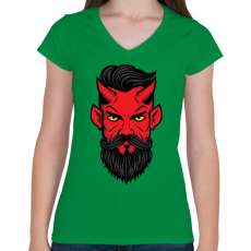 PRINTFASHION Hipszter sátán - Női V-nyakú póló - Zöld