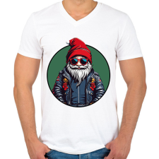 PRINTFASHION Hipszter Télapó - Férfi V-nyakú póló - Fehér férfi póló