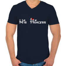 PRINTFASHION His Princess fehér - Férfi V-nyakú póló - Sötétkék férfi póló