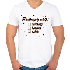 PRINTFASHION Hiszékenység szintje - Férfi V-nyakú póló - Fehér