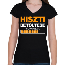 PRINTFASHION hiszti betöltése folyamatban - Női V-nyakú póló - Fekete női póló