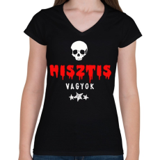 PRINTFASHION hisztis vagyok - Női V-nyakú póló - Fekete