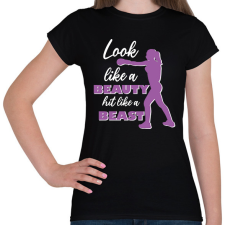 PRINTFASHION Hit like a beast - Női póló - Fekete női póló