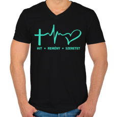 PRINTFASHION Hit, remény, szeretet - Férfi V-nyakú póló - Fekete