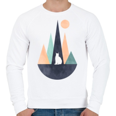 PRINTFASHION Hiúz és hegyek 1 - Férfi pulóver - Fehér
