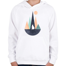 PRINTFASHION Hiúz és hegyek 1 - Gyerek kapucnis pulóver - Fehér gyerek pulóver, kardigán