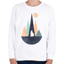 PRINTFASHION Hiúz és hegyek 1 - Gyerek pulóver - Fehér gyerek pulóver, kardigán