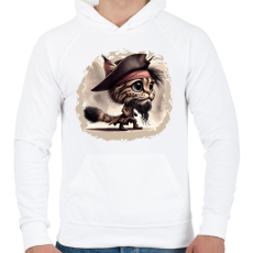 PRINTFASHION Hiúz Jack Sparrow kapitány jelmezben - Férfi kapucnis pulóver - Fehér