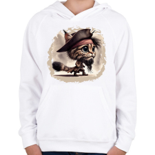 PRINTFASHION Hiúz Jack Sparrow kapitány jelmezben - Gyerek kapucnis pulóver - Fehér gyerek pulóver, kardigán