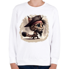 PRINTFASHION Hiúz Jack Sparrow kapitány jelmezben - Gyerek pulóver - Fehér gyerek pulóver, kardigán