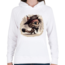 PRINTFASHION Hiúz Jack Sparrow kapitány jelmezben - Női kapucnis pulóver - Fehér női pulóver, kardigán