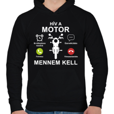 PRINTFASHION Hív a motor mennem kell - Férfi kapucnis pulóver - Fekete férfi pulóver, kardigán