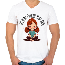 PRINTFASHION Hivatalos Jóga póló - Férfi V-nyakú póló - Fehér