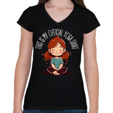 PRINTFASHION Hivatalos yoga póló - Női V-nyakú póló - Fekete