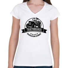 PRINTFASHION Hivatalosan elismert Traktorológus - Női V-nyakú póló - Fehér