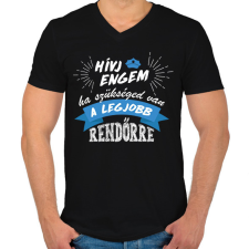 PRINTFASHION Hívj engem - Rendőr - Férfi V-nyakú póló - Fekete férfi póló