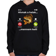 PRINTFASHION Hívnak a halak - Gyerek kapucnis pulóver - Fekete gyerek pulóver, kardigán