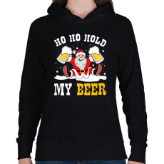 PRINTFASHION Ho Ho Hold my Beer - Női kapucnis pulóver - Fekete