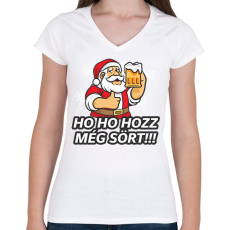 PRINTFASHION Ho ho hozz még sört! - Női V-nyakú póló - Fehér