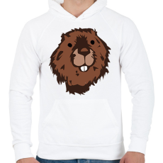 PRINTFASHION Hód - színes - Férfi kapucnis pulóver - Fehér