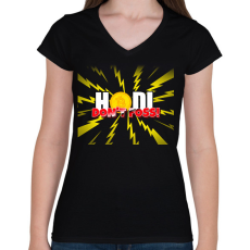 PRINTFASHION HODL DON'T FOSS - Női V-nyakú póló - Fekete