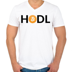 PRINTFASHION hodl - Férfi V-nyakú póló - Fehér
