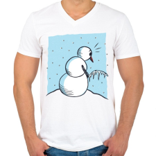 PRINTFASHION Hóember - Férfi V-nyakú póló - Fehér férfi póló